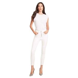 Veronica Beard Debbie High Rise Skinny Jean Ankle Crop White Women's Size 24 NWT